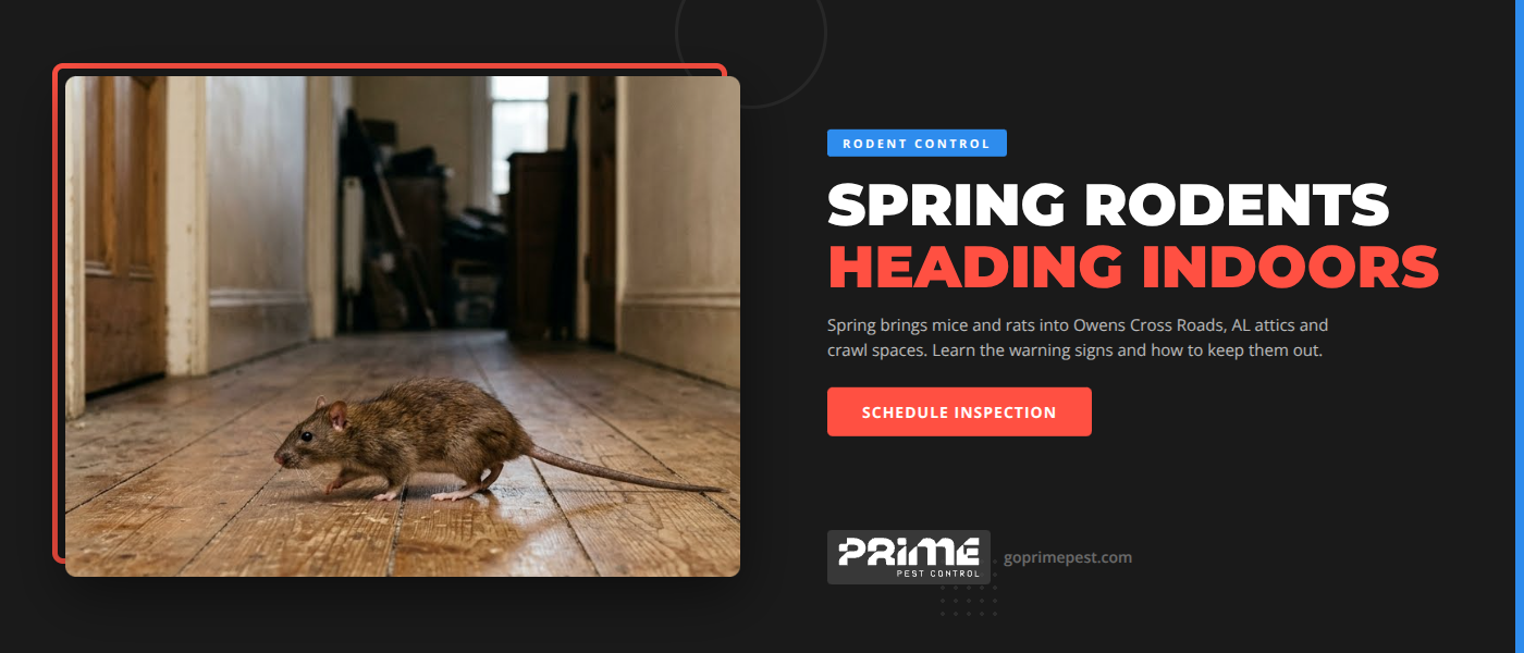 Why Spring Brings Rodents Into Owens Cross Roads, AL Attics and Crawl Spaces
