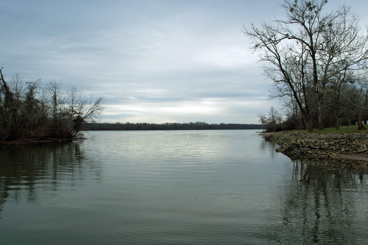 Indian Creek meeting the Tennessee River near Triana, Alabama